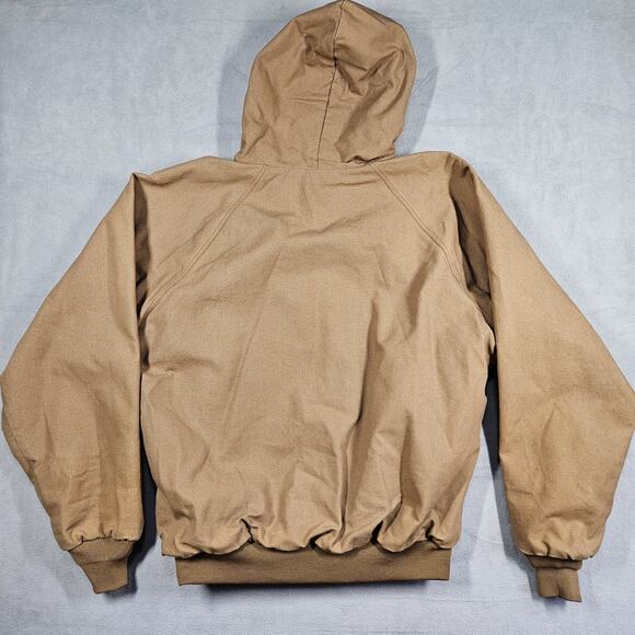 Vintage Red Kap Canvas Jacket Mens Large Hooded Full Zip Workwear Brown Tan Duck - Picture 11 of 13